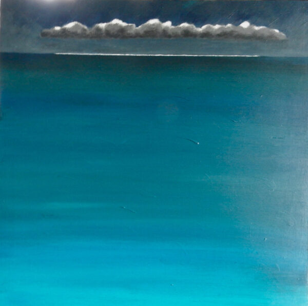 Caribbean Seascape is a sleek 40x40cms acrylic on board that serves as the ultimate visual "out-of-office" reply.