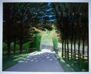 The Iron Bridge is a premier 100x80cms acrylic on canvas that perfectly illustrates the art of "bridging the gap" between quarterly targets. This lush, pointillist landscape features a sun-dappled path leading through a high-density canopy of greenery toward a robust infrastructure asset.